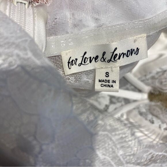 FOR LOVE & LEMONS X REVOLVE Mini Bustier Dress White lace tulle halter S - Picture 6 of 12